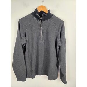 Pact Organic Men Quarter Zip Fleece Sweatshirt Charcoal Gray Sleeve Pocket Small